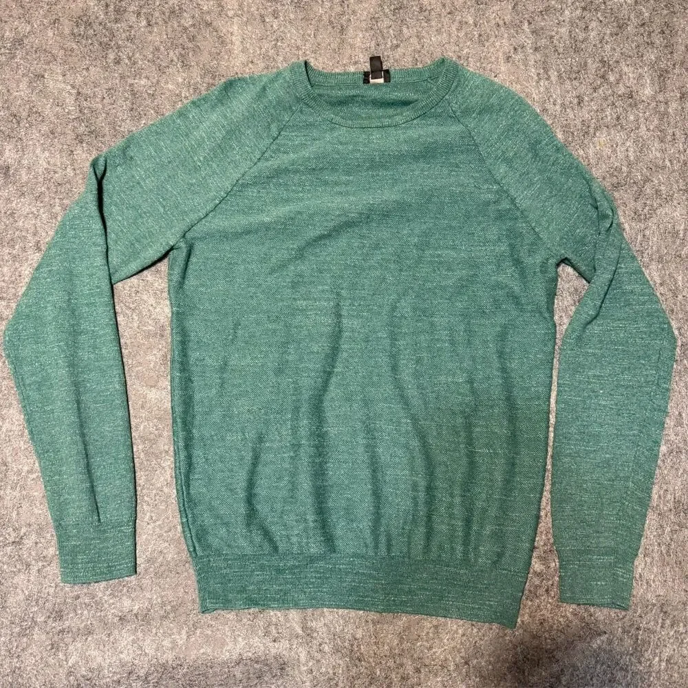 Jcrew Mens Sweater Size MT Green Knit Long Sleeve Crew Neck Pullover